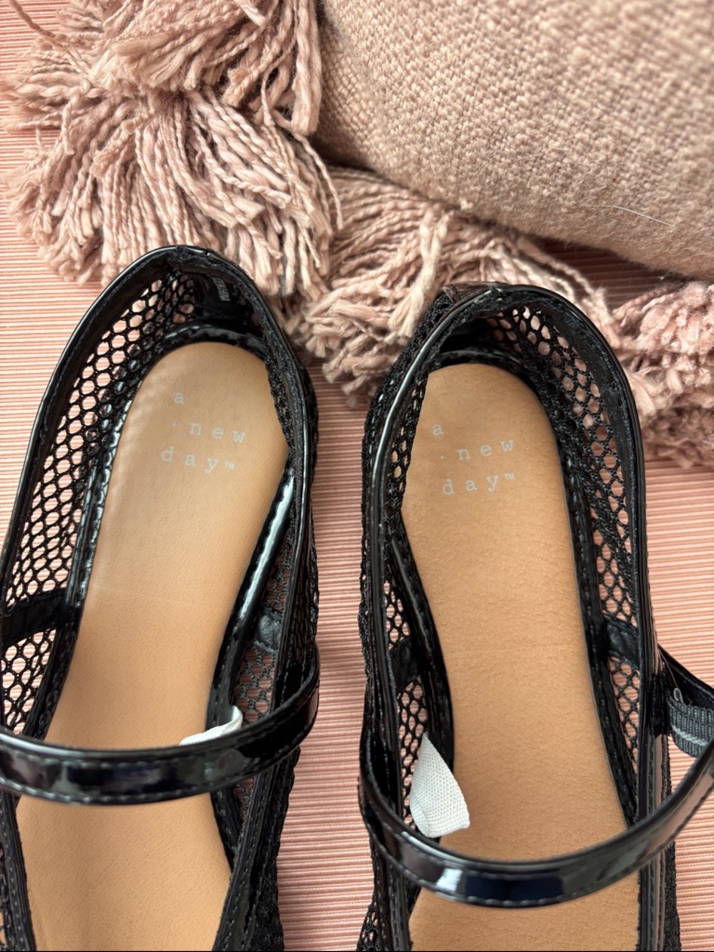 New Black Mesh Mary Jane Flats - A New Day size 6.5 - Picture 3 of 4